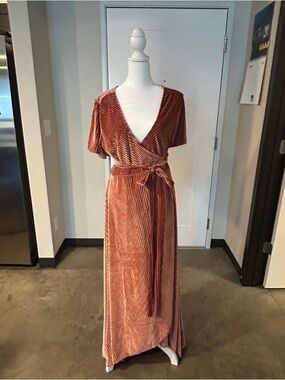 Baltic Born Rust Velvet Wrap Maxi Dress